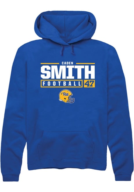 Caden Smith Rally Mens Blue Pitt Panthers NIL Stacked Box Hooded Sweatshirt