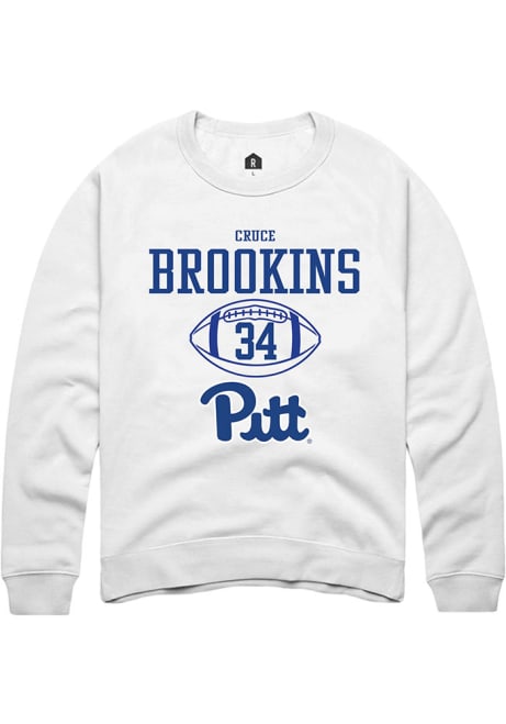 Cruce Brookins Rally Mens White Pitt Panthers NIL Sport Icon Crew Sweatshirt