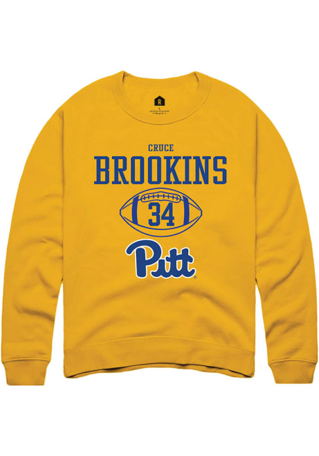 Cruce Brookins Rally Mens Gold Pitt Panthers NIL Sport Icon Crew Sweatshirt