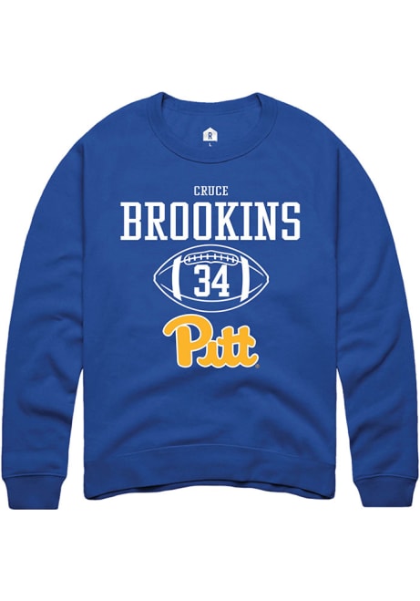 Cruce Brookins Rally Mens Blue Pitt Panthers NIL Sport Icon Crew Sweatshirt