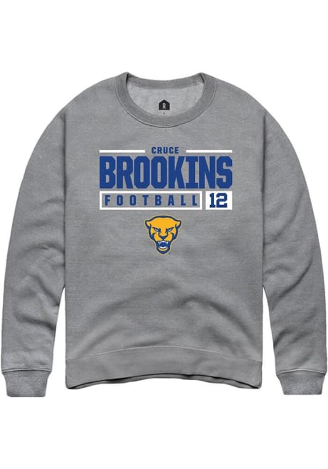 Cruce Brookins Rally Mens Graphite Pitt Panthers NIL Stacked Box Crew Sweatshirt