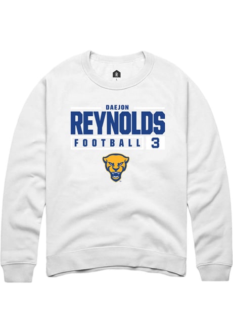 Daejon Reynolds Rally Mens White Pitt Panthers NIL Stacked Box Crew Sweatshirt