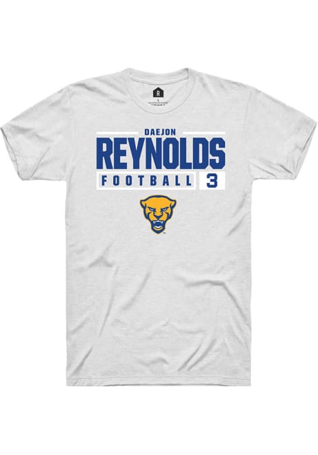 Daejon Reynolds White Pitt Panthers NIL Stacked Box Short Sleeve T Shirt