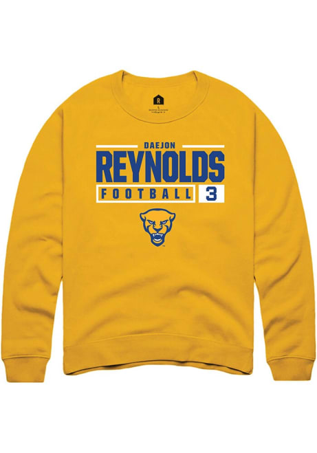 Daejon Reynolds Rally Mens Gold Pitt Panthers NIL Stacked Box Crew Sweatshirt