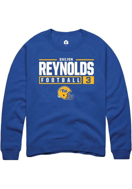 Daejon Reynolds Rally Mens Blue Pitt Panthers NIL Stacked Box Crew Sweatshirt