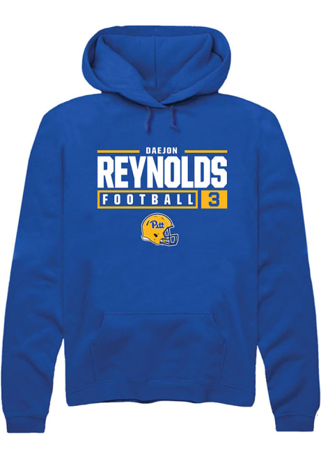 Daejon Reynolds Rally Mens Blue Pitt Panthers NIL Stacked Box Hooded Sweatshirt