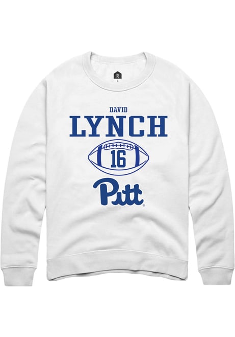 David Lynch Rally Mens White Pitt Panthers NIL Sport Icon Crew Sweatshirt