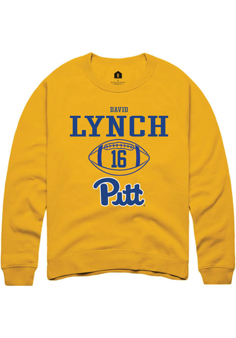 David Lynch Rally Mens Gold Pitt Panthers NIL Sport Icon Crew Sweatshirt