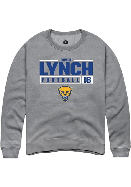 David Lynch Rally Mens Graphite Pitt Panthers NIL Stacked Box Crew Sweatshirt