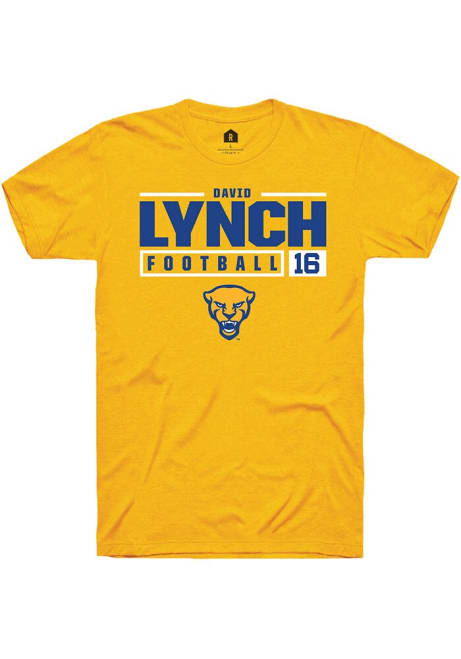 David Lynch Gold Pitt Panthers NIL Stacked Box Short Sleeve T Shirt