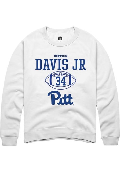 Derrick Davis Jr Rally Mens White Pitt Panthers NIL Sport Icon Crew Sweatshirt