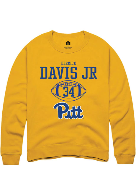 Derrick Davis Jr Rally Mens Gold Pitt Panthers NIL Sport Icon Crew Sweatshirt