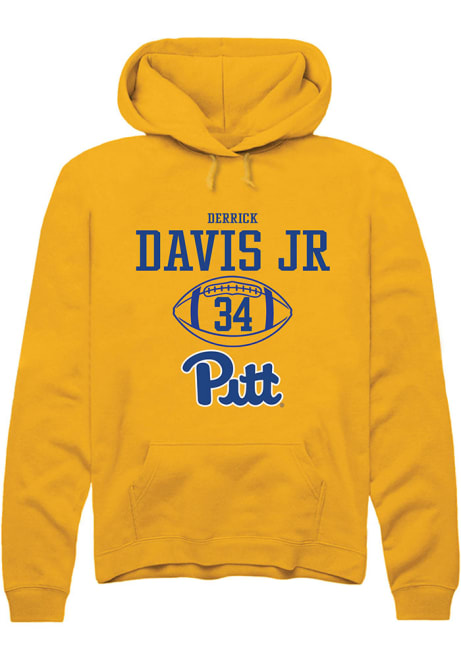 Derrick Davis Jr Rally Mens Gold Pitt Panthers NIL Sport Icon Hooded Sweatshirt