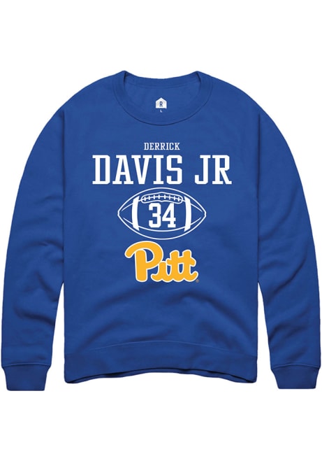 Derrick Davis Jr Rally Mens Blue Pitt Panthers NIL Sport Icon Crew Sweatshirt