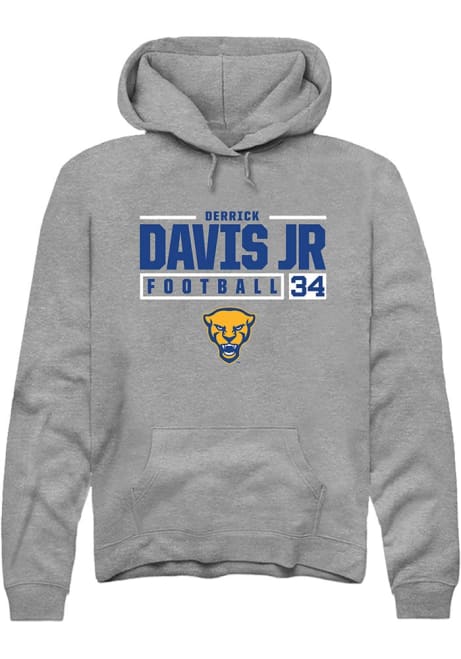 Derrick Davis Jr Rally Mens Graphite Pitt Panthers NIL Stacked Box Hooded Sweatshirt