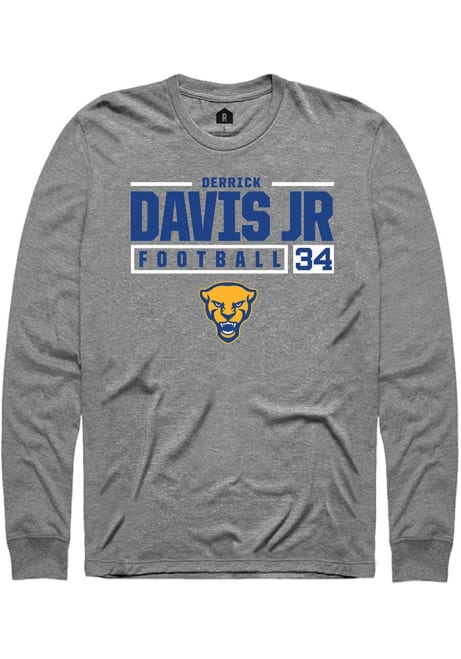 Derrick Davis Jr Rally Mens Graphite Pitt Panthers NIL Stacked Box Tee