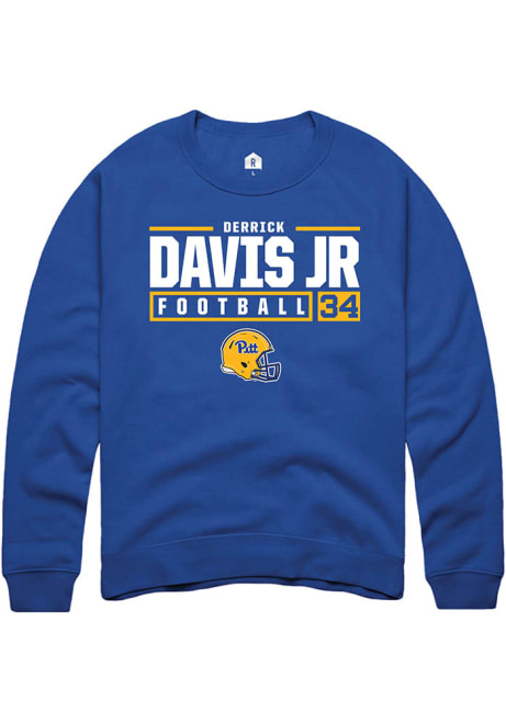 Derrick Davis Jr Rally Mens Blue Pitt Panthers NIL Stacked Box Crew Sweatshirt