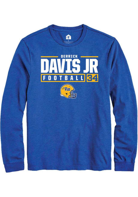 Derrick Davis Jr Rally Mens Blue Pitt Panthers NIL Stacked Box Tee