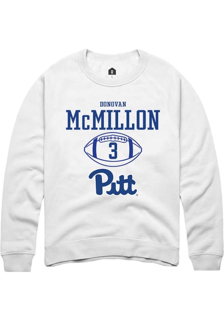 Donovan McMillon Rally Mens White Pitt Panthers NIL Sport Icon Crew Sweatshirt