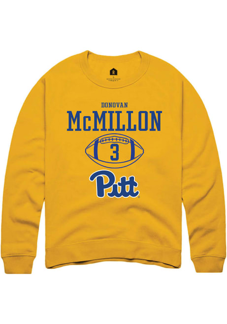 Donovan McMillon Rally Mens Gold Pitt Panthers NIL Sport Icon Crew Sweatshirt