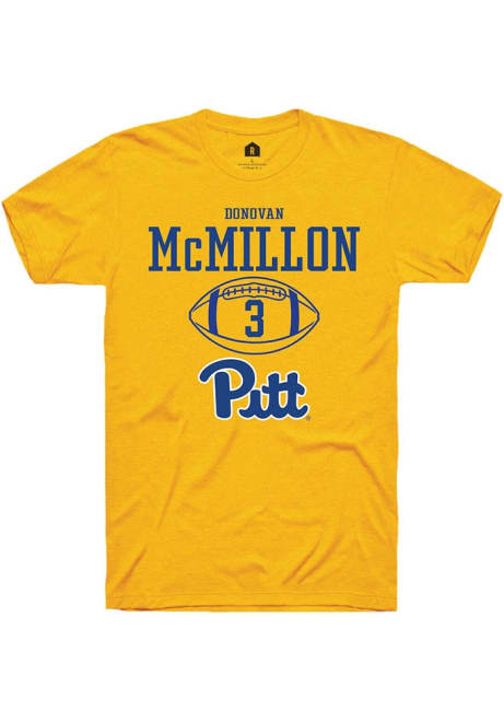 Donovan McMillon Gold Pitt Panthers NIL Sport Icon Short Sleeve T Shirt