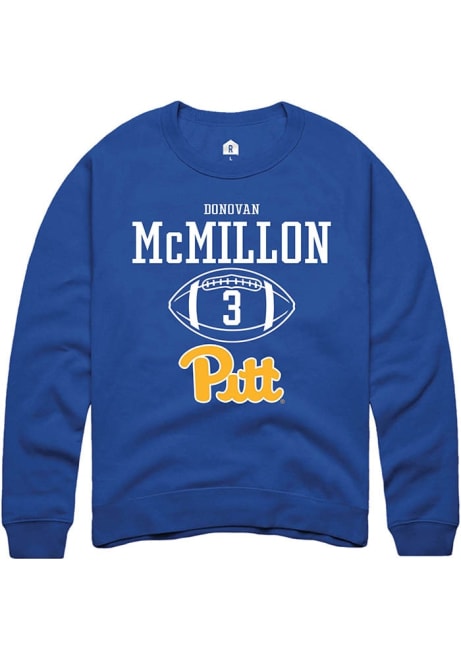 Donovan McMillon Rally Mens Blue Pitt Panthers NIL Sport Icon Crew Sweatshirt