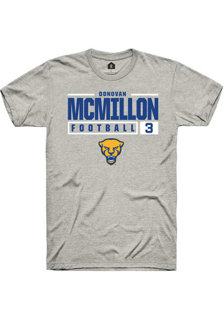 Donovan McMillon Ash Pitt Panthers NIL Stacked Box Short Sleeve T Shirt