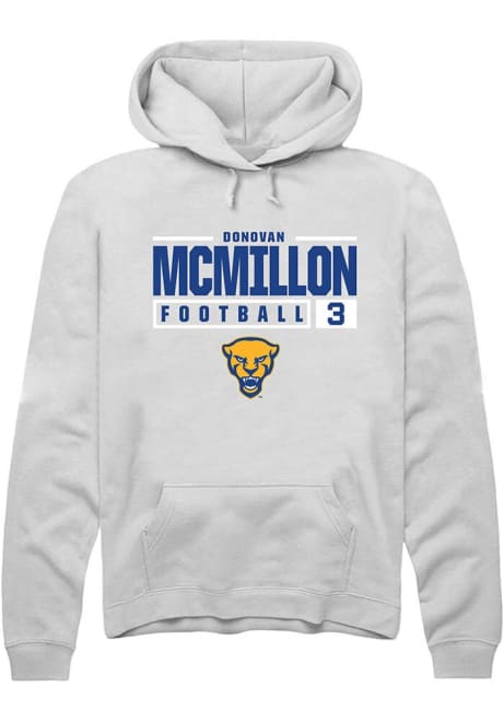 Donovan McMillon Rally Mens White Pitt Panthers NIL Stacked Box Hooded Sweatshirt