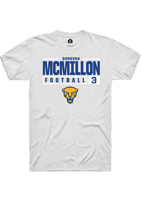 Donovan McMillon White Pitt Panthers NIL Stacked Box Short Sleeve T Shirt