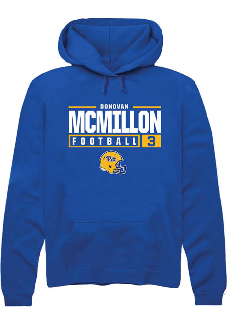 Donovan McMillon Rally Mens Blue Pitt Panthers NIL Stacked Box Hooded Sweatshirt