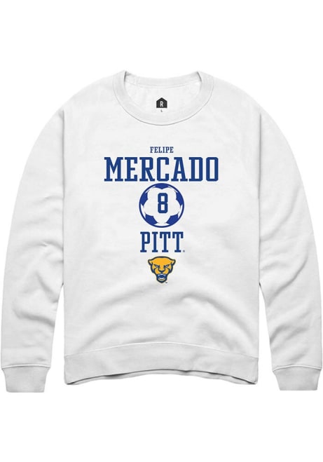 Felipe Mercado Rally Mens White Pitt Panthers NIL Sport Icon Crew Sweatshirt