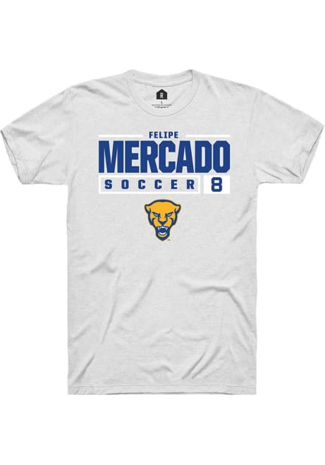 Felipe Mercado White Pitt Panthers NIL Stacked Box Short Sleeve T Shirt