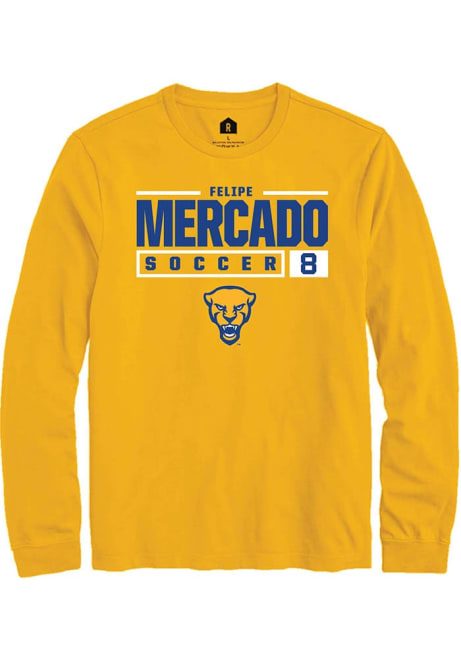 Felipe Mercado Rally Mens Gold Pitt Panthers NIL Stacked Box Tee