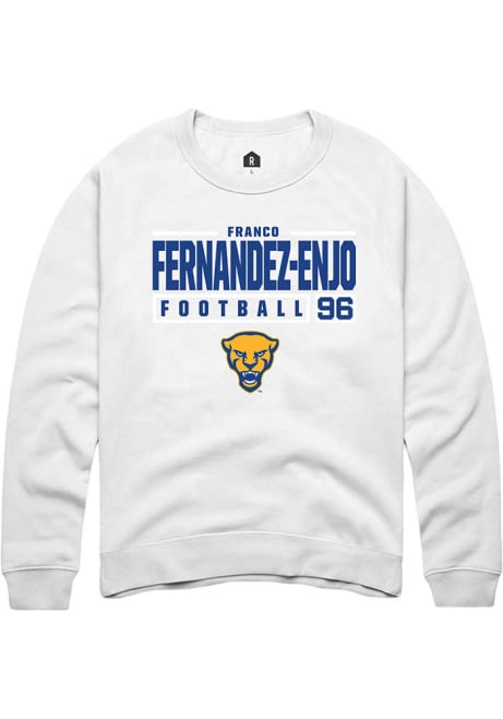 Franco Fernandez-Enjo Rally Mens White Pitt Panthers NIL Stacked Box Crew Sweatshirt