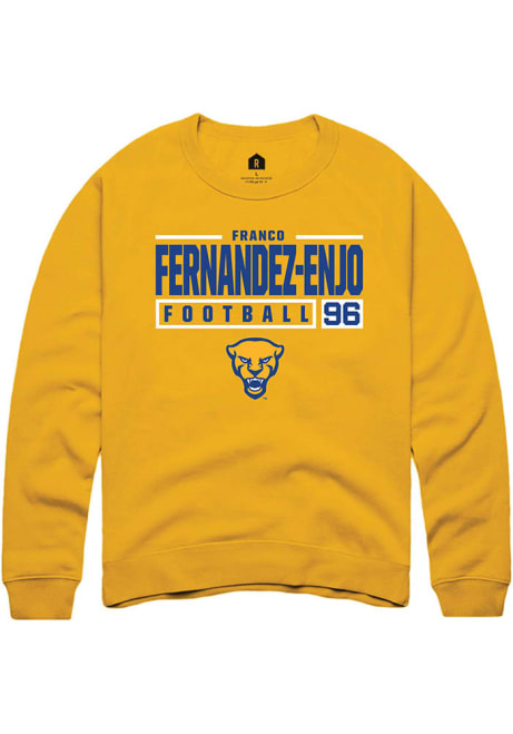 Franco Fernandez-Enjo Rally Mens Gold Pitt Panthers NIL Stacked Box Crew Sweatshirt