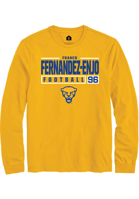 Franco Fernandez-Enjo Rally Mens Gold Pitt Panthers NIL Stacked Box Tee