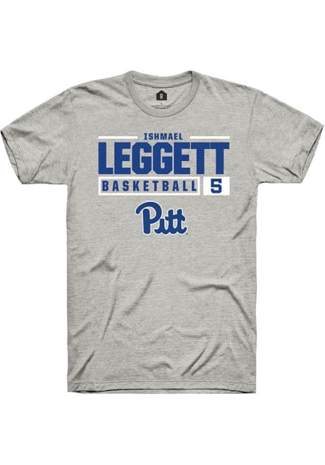 Ishmael Leggett Ash Pitt Panthers NIL Stacked Box Short Sleeve T Shirt