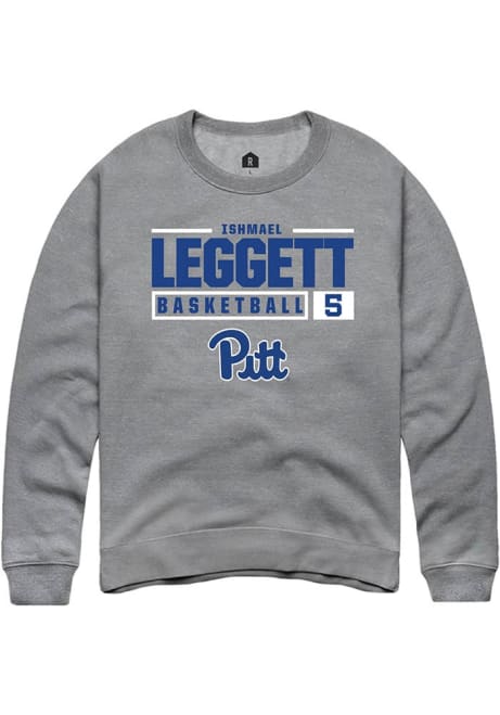 Ishmael Leggett Rally Mens Graphite Pitt Panthers NIL Stacked Box Crew Sweatshirt