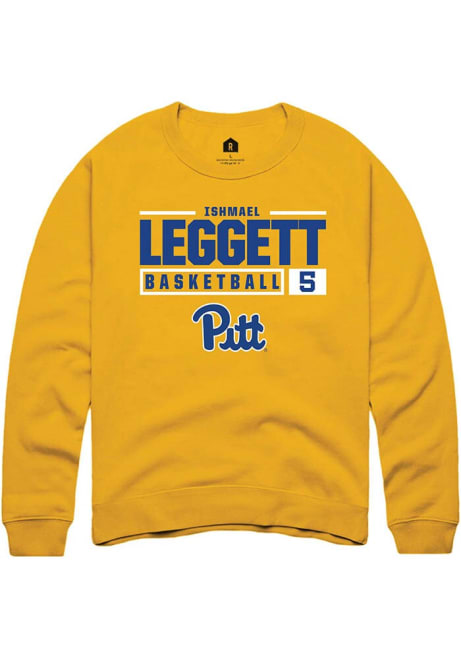 Ishmael Leggett Rally Mens Gold Pitt Panthers NIL Stacked Box Crew Sweatshirt