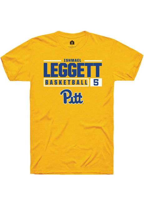 Ishmael Leggett Gold Pitt Panthers NIL Stacked Box Short Sleeve T Shirt