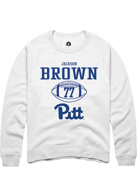 Jackson Brown Rally Mens White Pitt Panthers NIL Sport Icon Crew Sweatshirt