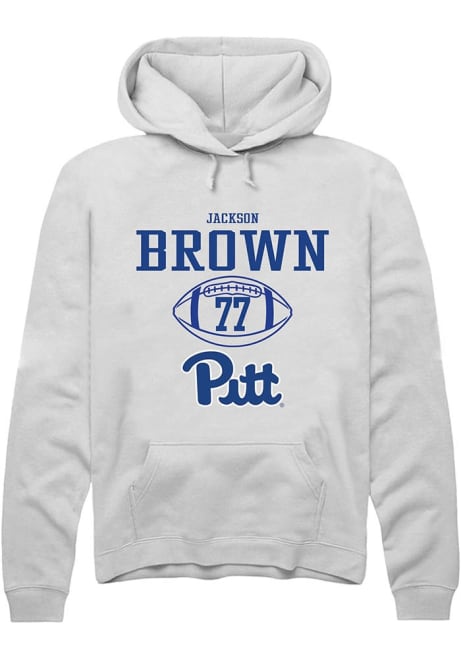 Jackson Brown Rally Mens White Pitt Panthers NIL Sport Icon Hooded Sweatshirt