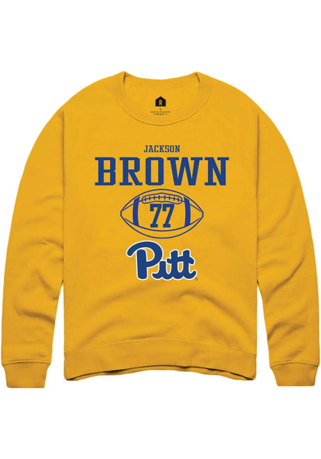 Jackson Brown Rally Mens Gold Pitt Panthers NIL Sport Icon Crew Sweatshirt