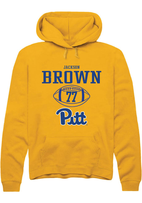 Jackson Brown Rally Mens Gold Pitt Panthers NIL Sport Icon Hooded Sweatshirt