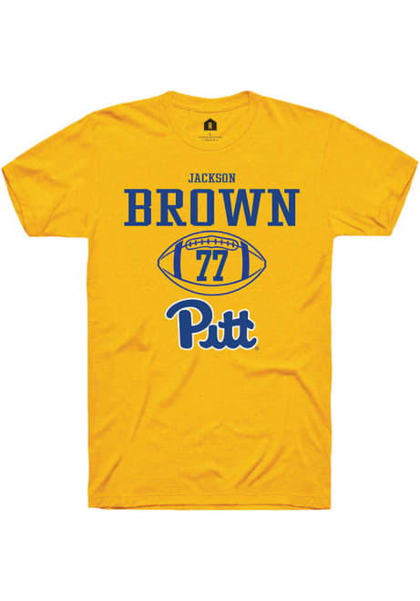 Jackson Brown Gold Pitt Panthers NIL Sport Icon Short Sleeve T Shirt