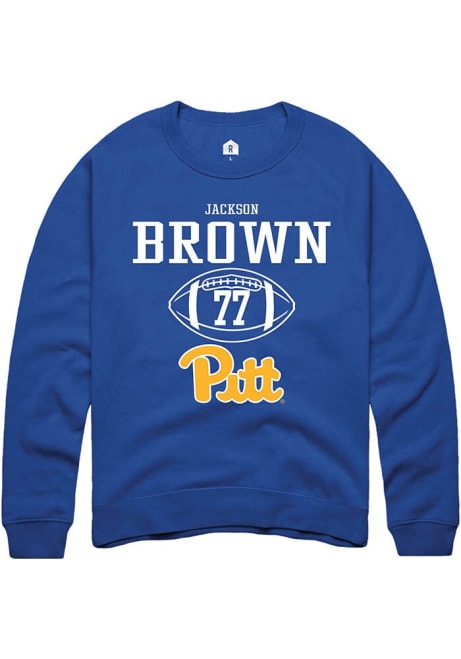 Jackson Brown Rally Mens Blue Pitt Panthers NIL Sport Icon Crew Sweatshirt