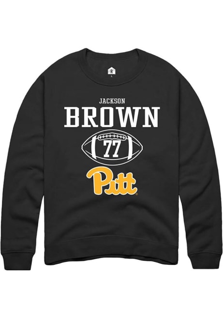 Jackson Brown Rally Mens Black Pitt Panthers NIL Sport Icon Crew Sweatshirt