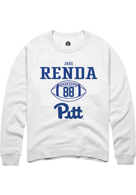 Jake Renda Rally Mens White Pitt Panthers NIL Sport Icon Crew Sweatshirt