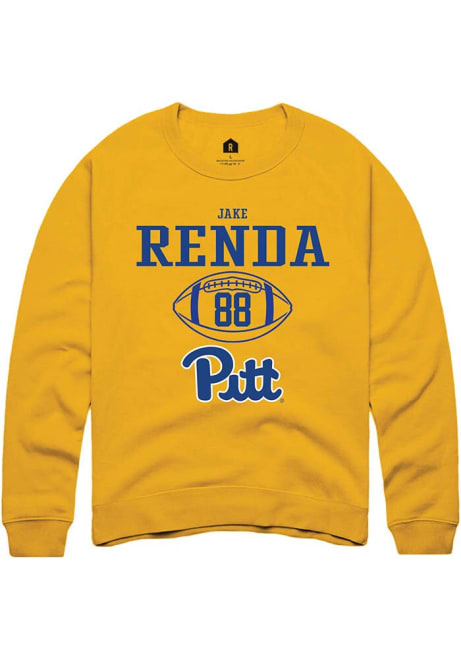 Jake Renda Rally Mens Gold Pitt Panthers NIL Sport Icon Crew Sweatshirt