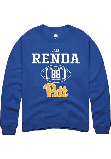 Jake Renda Rally Mens Blue Pitt Panthers NIL Sport Icon Design Crew Sweatshirt